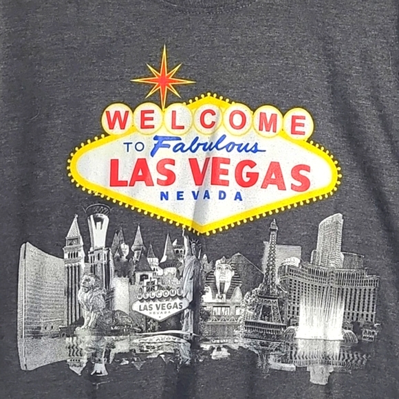 Las Vegas Strip Nevada Casual Gray Graphic Print Long Sleeve Tee Men's Size 2XL - Picture 8 of 17